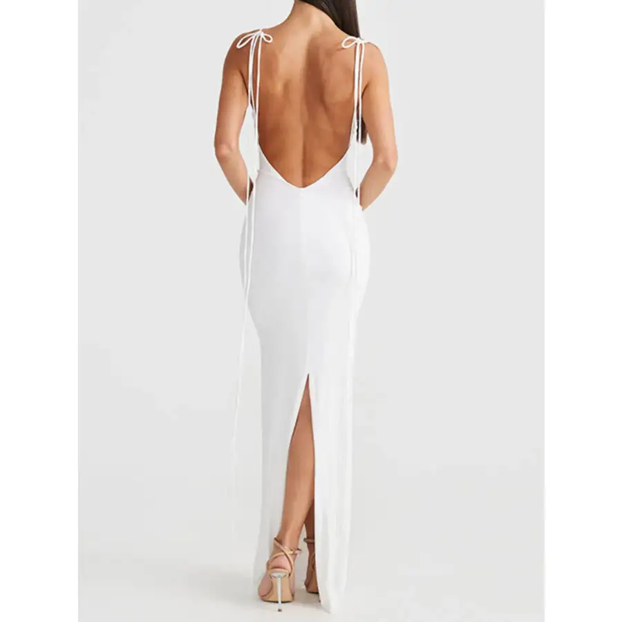 Backless Slit Sleeveless Bodycon Maxi Dress