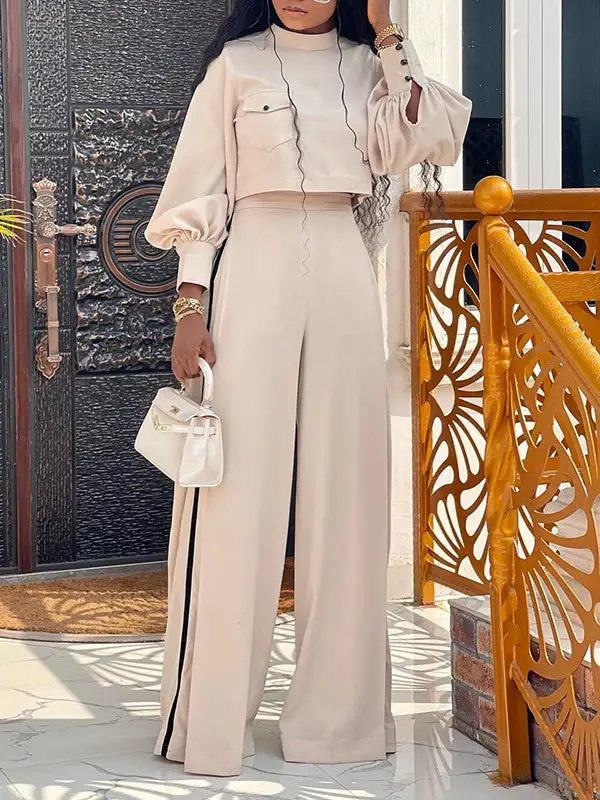 Long Sleeve Tee Wide Leg Set