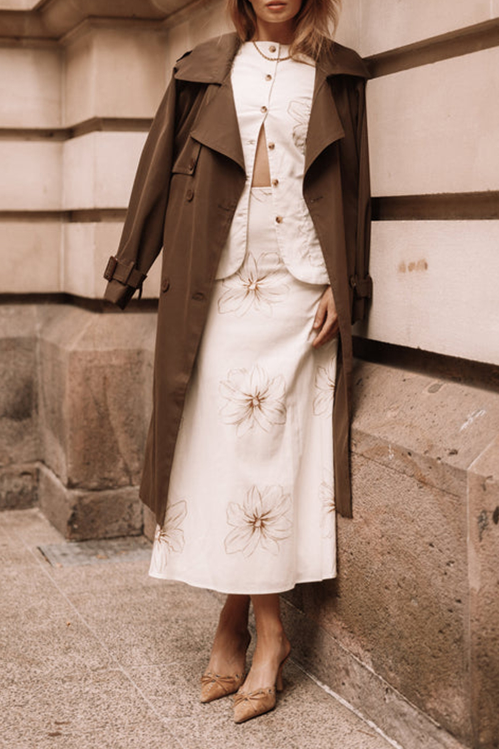 FLORAL LEISURE MIDI SKIRT