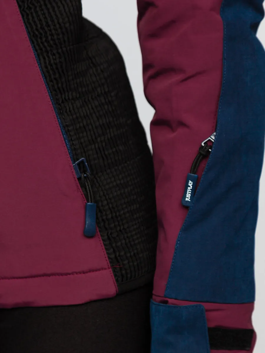 Wine women's winter jacket with hood