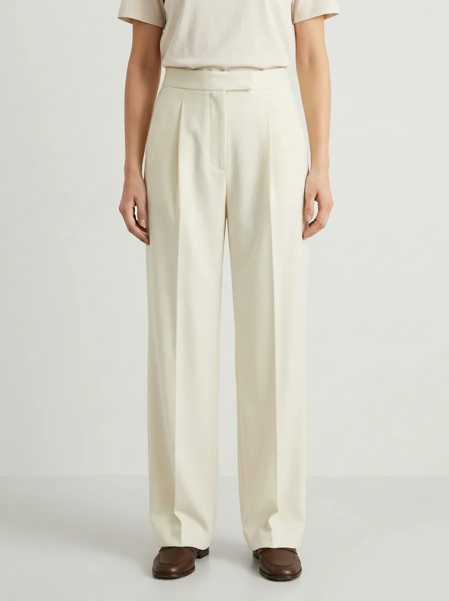 Office Pleated Wide-Leg Trousers