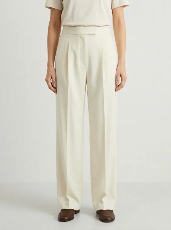 Office Pleated Wide-Leg Trousers