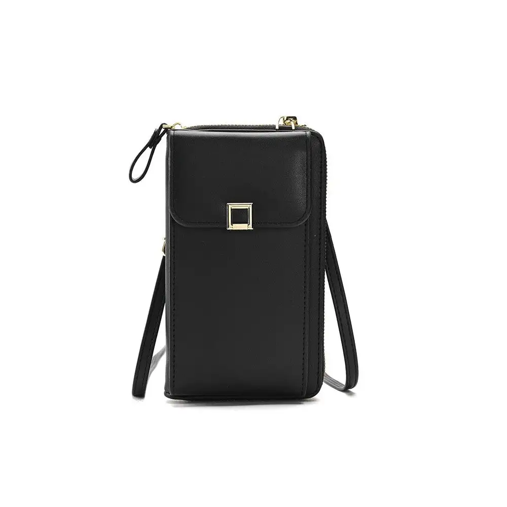 Solid Pu Leather Multifunctional Purse Mobile Phone One Shoulder