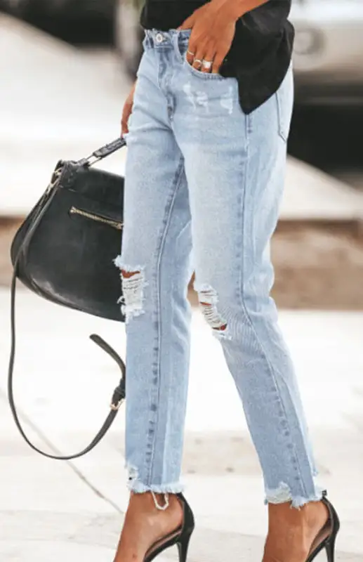 Distressed Ripped Denim Jeans