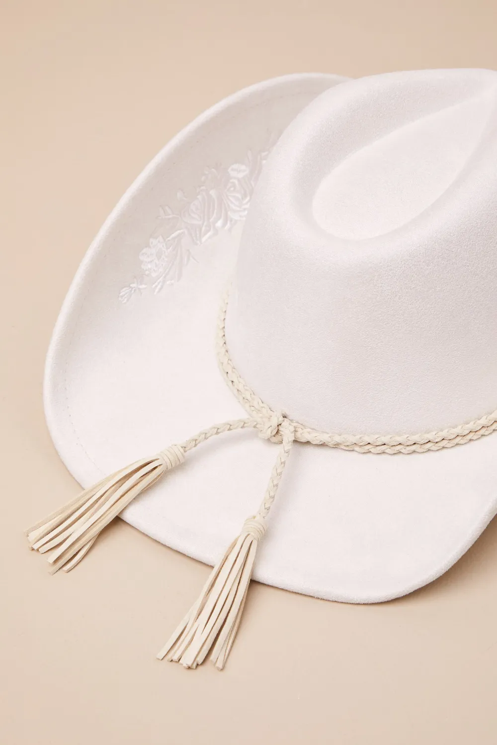 Minimalist Ivory Floral Embroidery Women's Hat