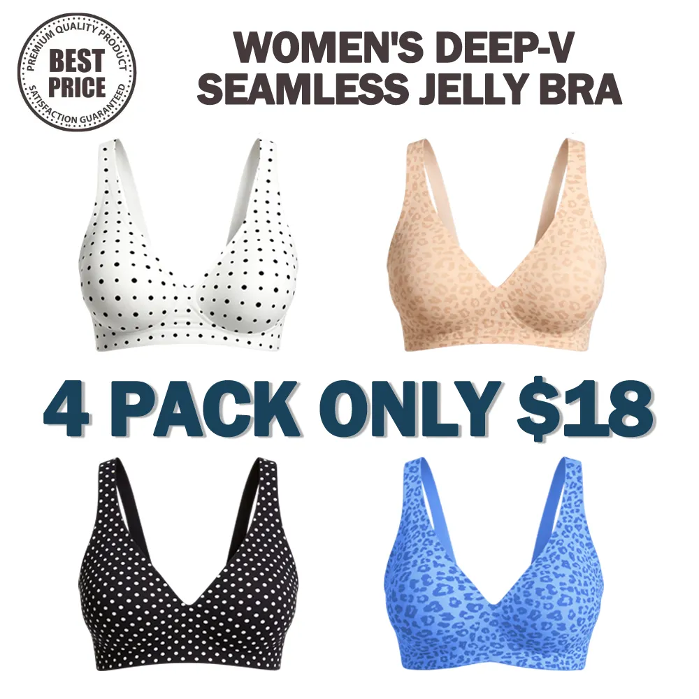 🔥Last Day💥Women's Deep-V Seamless Jelly Bra🔥8-Pack Only $24