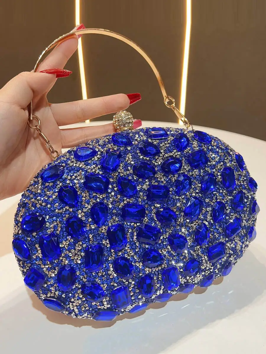 Chain Rhinestone Compact Clutch Bag