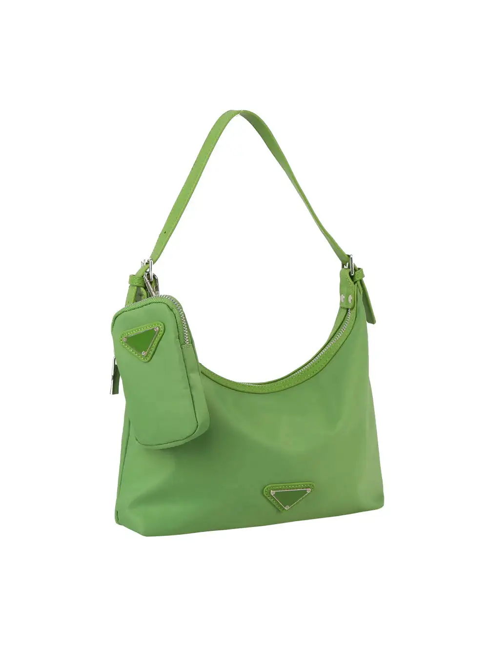Classic Detail Pocketed Nylon Hobo Shoulder Bag
