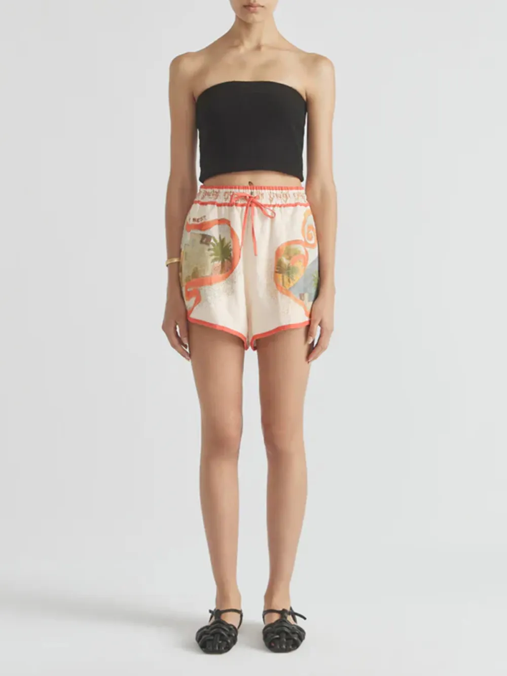 Casual Style Multi Escape Drawstring Short