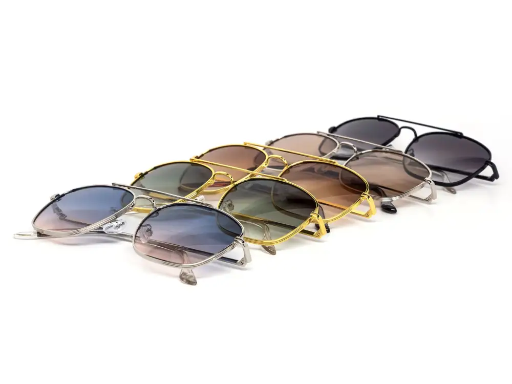 12-Pack Modern Square Aviator Gradient Metal Sunglasses