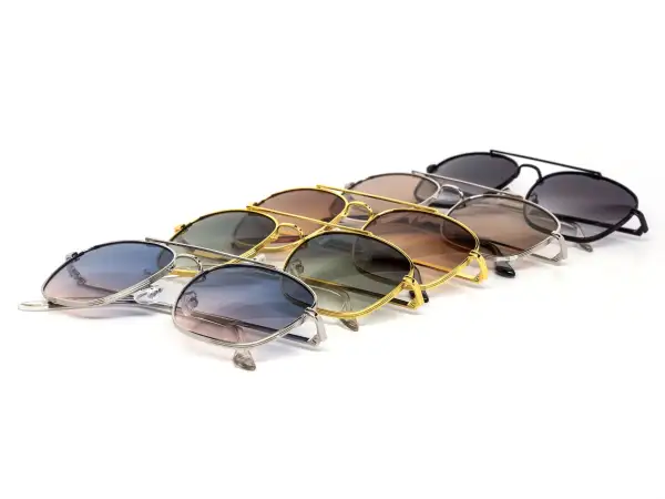 12-Pack Modern Square Aviator Gradient Metal Sunglasses