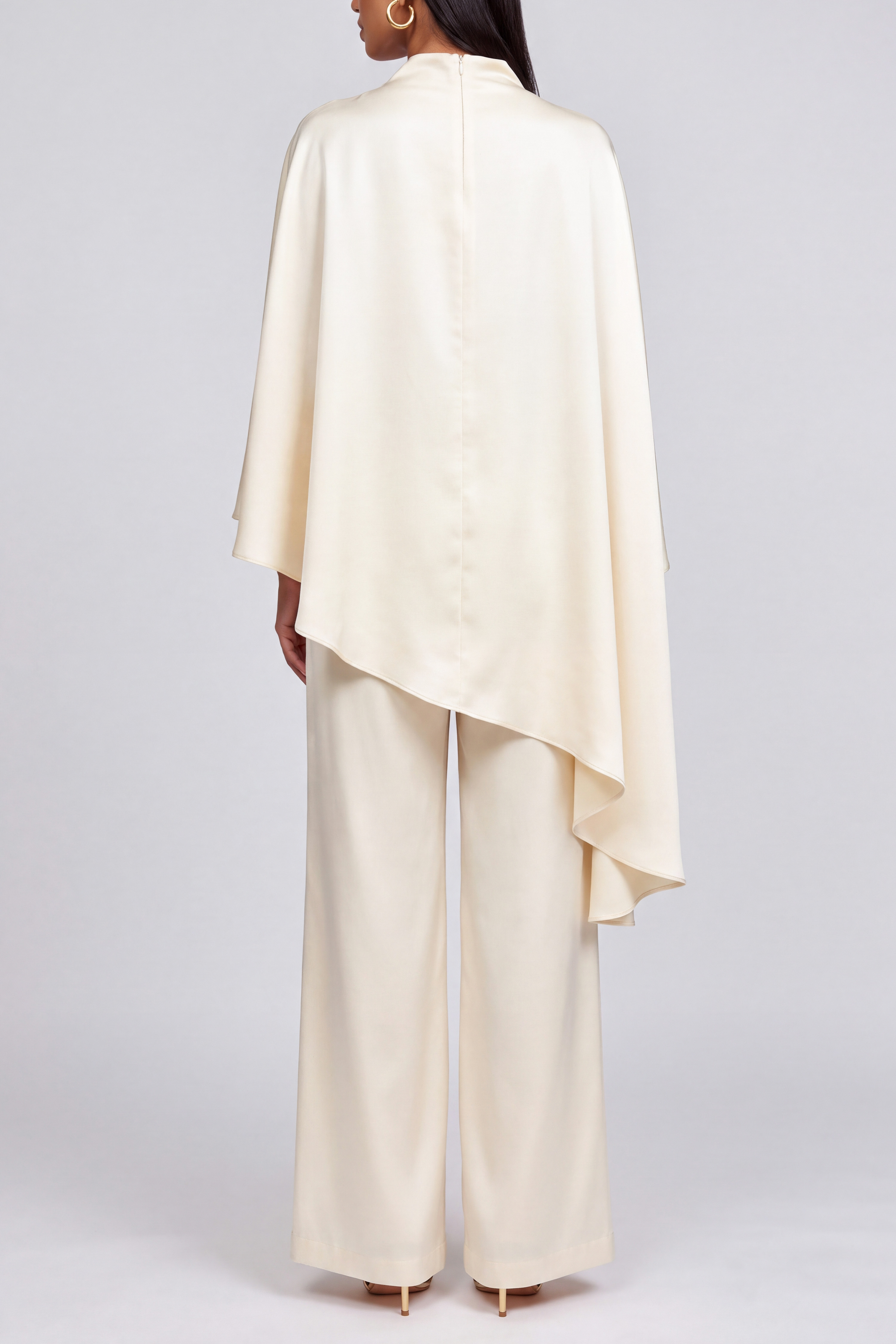 Classic High Neck Asymmetrical Matching Pants Set