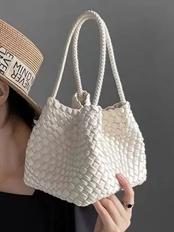 Polished Woven Shoulder Bag