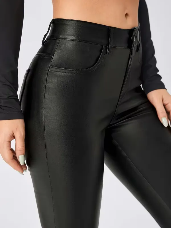 Women's Minimalist Street Plain High Waist Skinny Pants