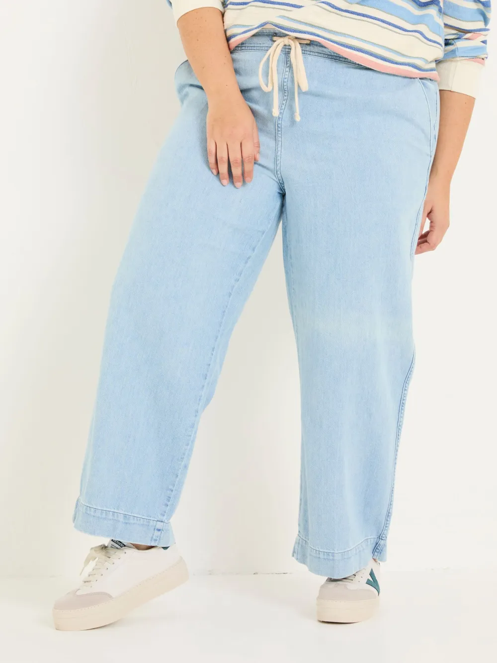 Ashby Light Blue Denim Straight Leg Drawstring Jeans