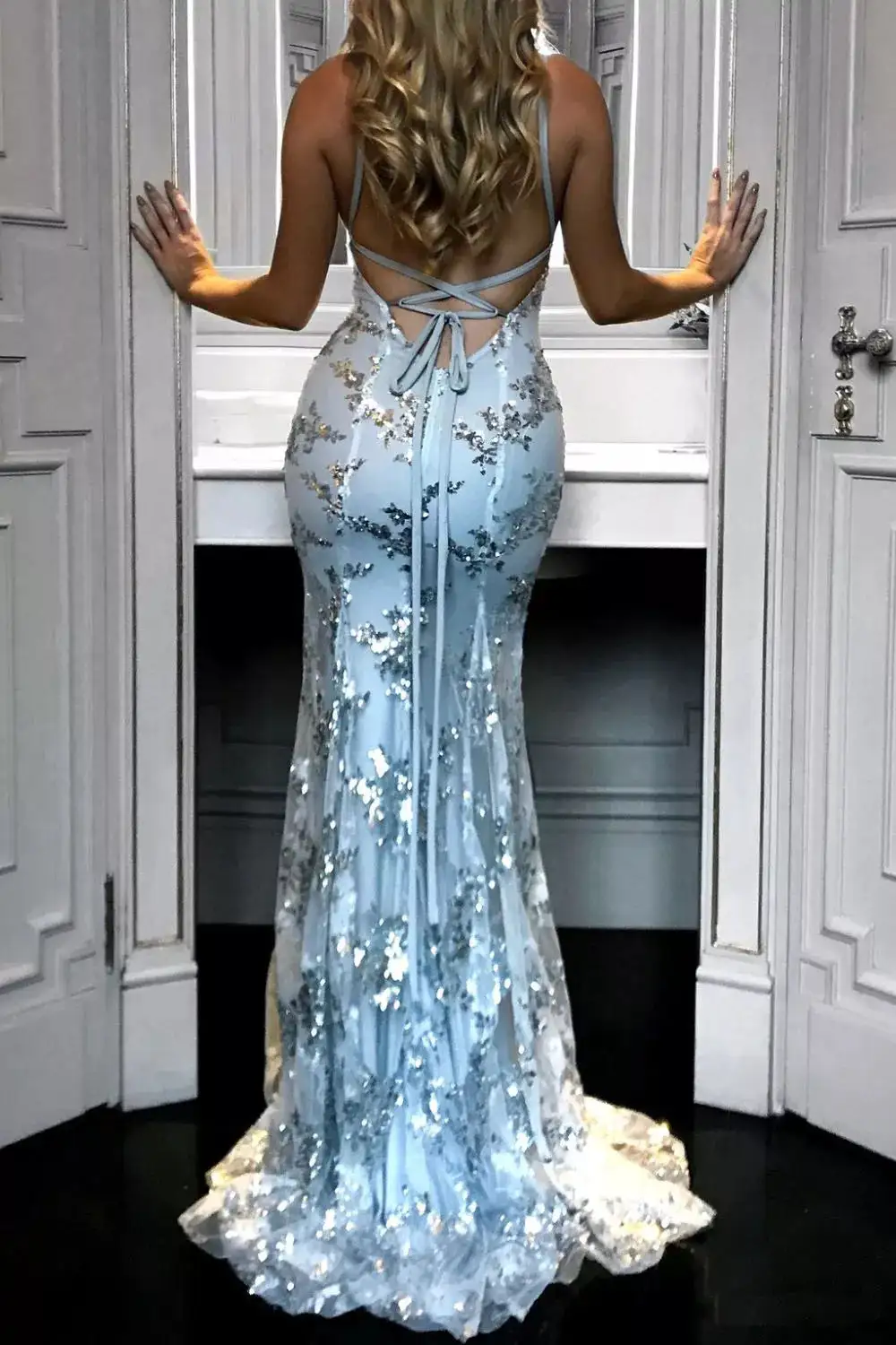 Sequin V Neck Maxi Dress
