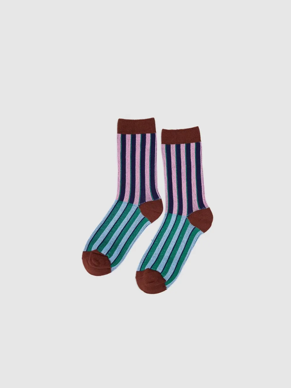 Color Block Stripe Knit Socks