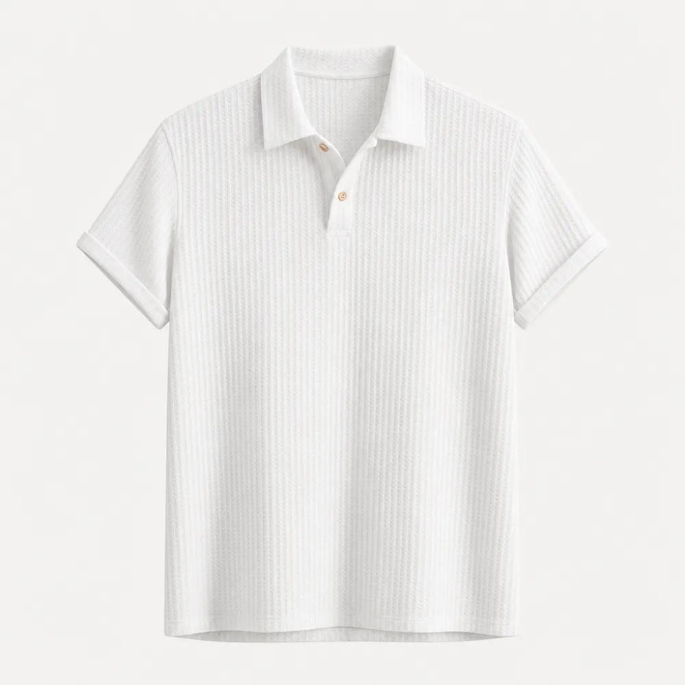 Men’s Waffle Textured Short Sleeve Polo Shirt