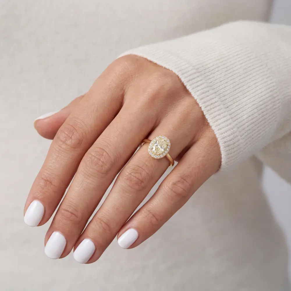 Cubic Zirconia Oval Halo Ring