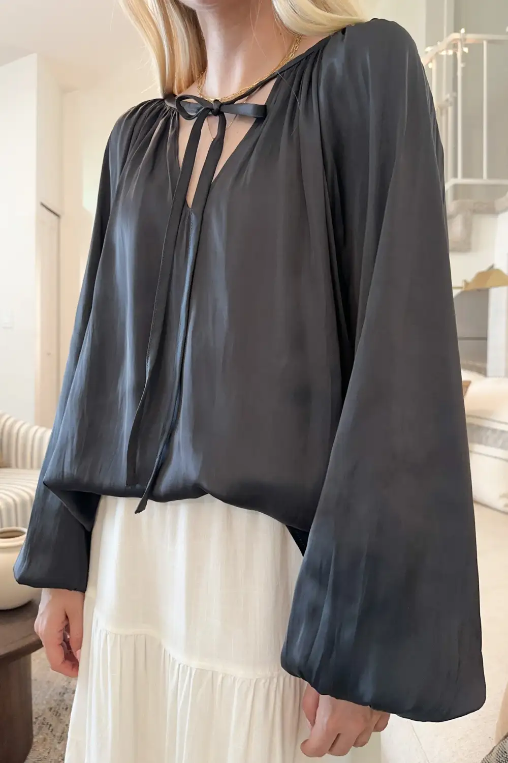 Airy Soft Satin Blouse