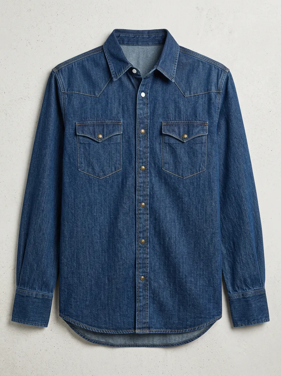 Denim Snap-Front Shirt with Classic Character