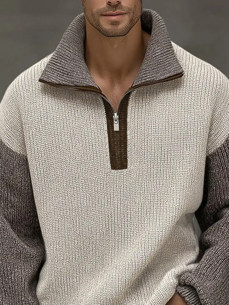 Unique Contrast Color Pullover Sweater Hoodie