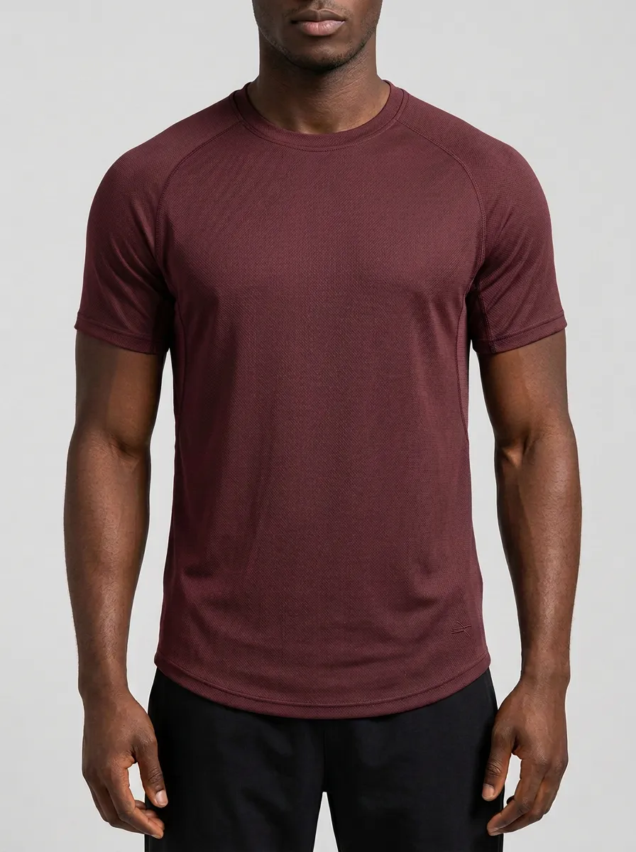 Men's Emblem Athletic Textured Raglan Sport Crewneck T-Shirt