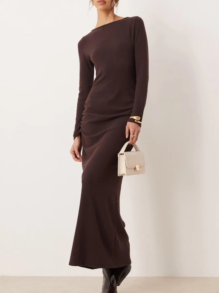 Ruched Fitted Maxi Dress