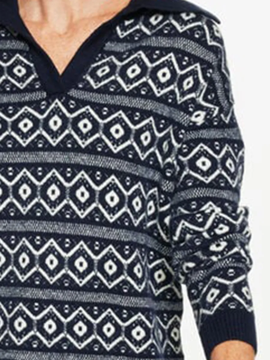 Women'S Unique And Fashionable V Neck Knitted Sweater With Pattern