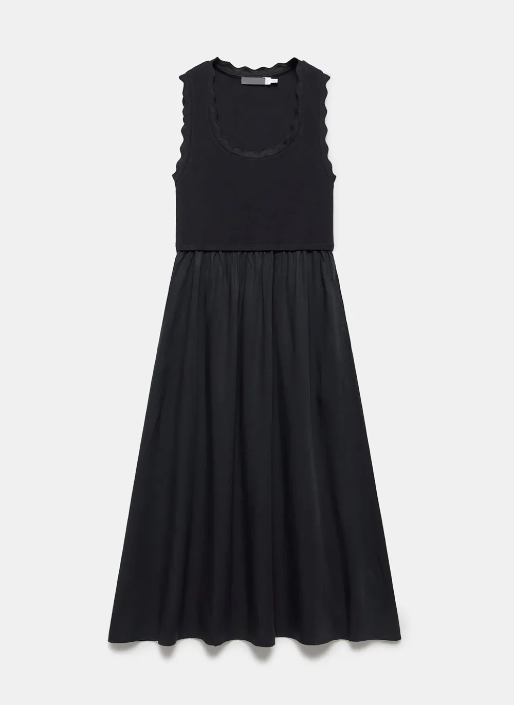 Casual Style Sleeveless Scallop Midi Dress
