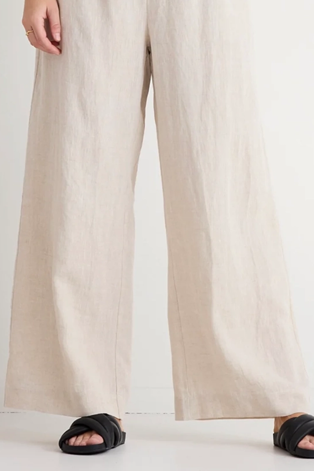 Natural Linen Pleat - Front Wide Pants