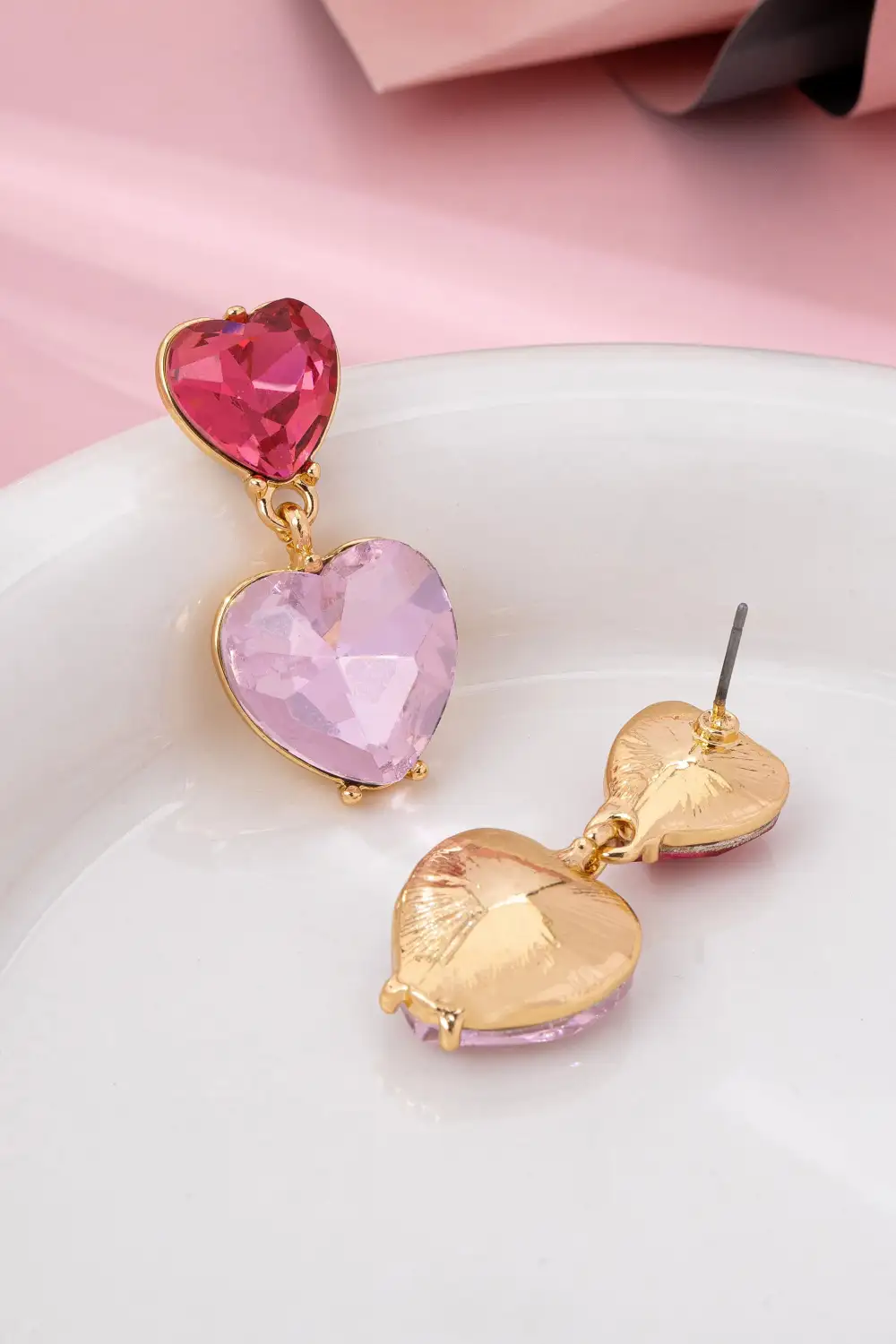 Amethyst Rose Crystal Double Heart