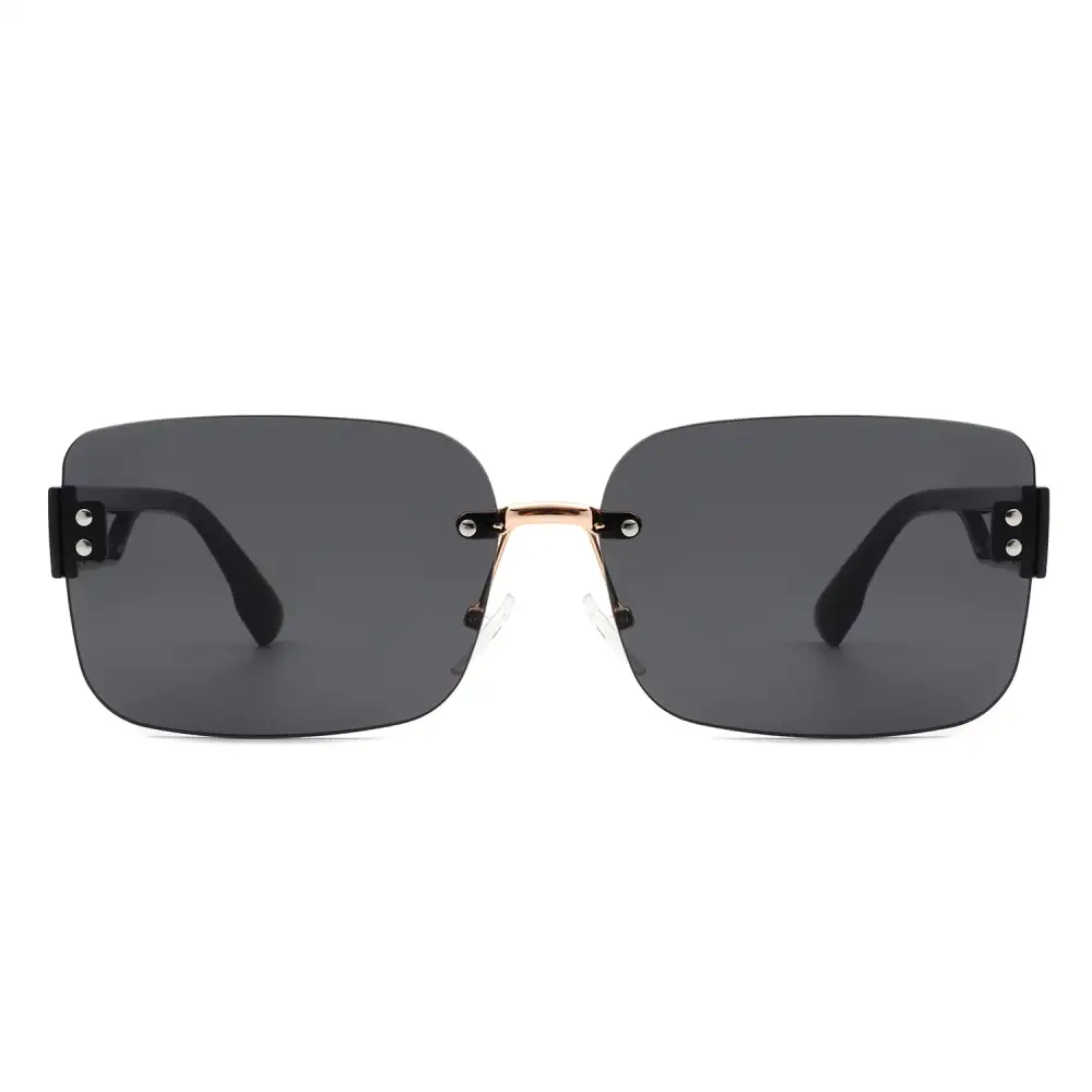 Scalloped Rectangle Square Frame Sunglasses