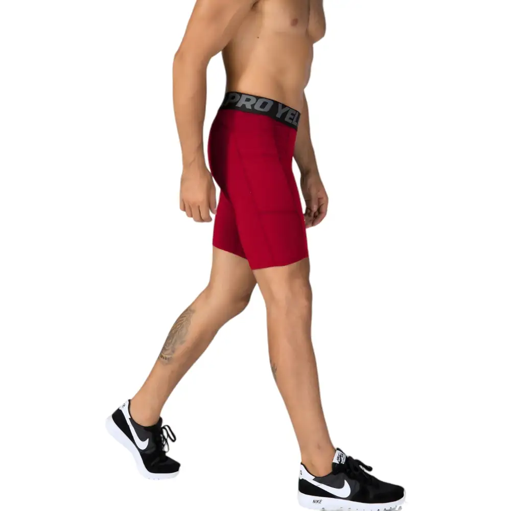 Elastic-Waist Wide-Waistband Compression Stretch Men's Athletic Shorts
