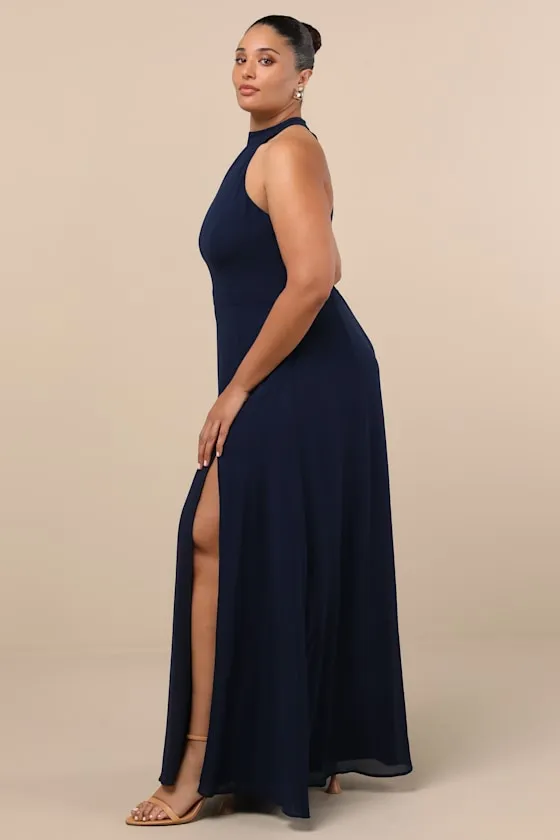 Confidently Charismatic Emerald Backless Halter Maxi Dress