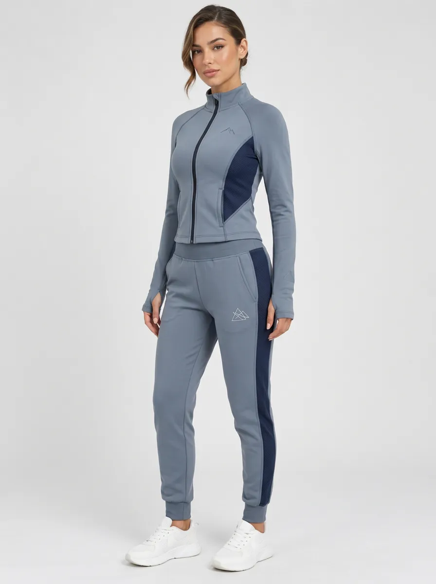 Women's Slate Blue Zip-Up Jacket & Jogger Set