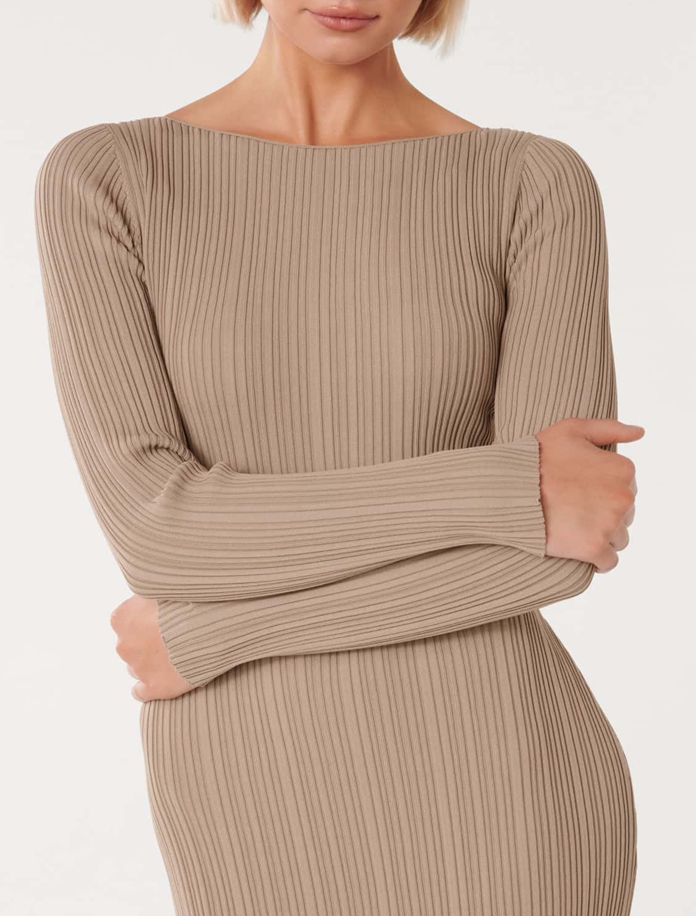 Long-Sleeve Rib Knit Dress