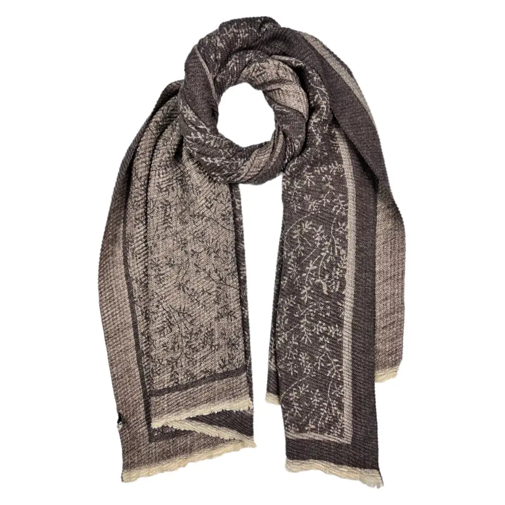 Pleated Leaf Print Winter Scarf