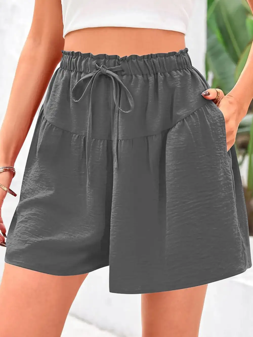 Casual Drawstring High-Waist Relaxed Shorts