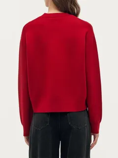 Wool Blend Clover Embossed Women Sweater