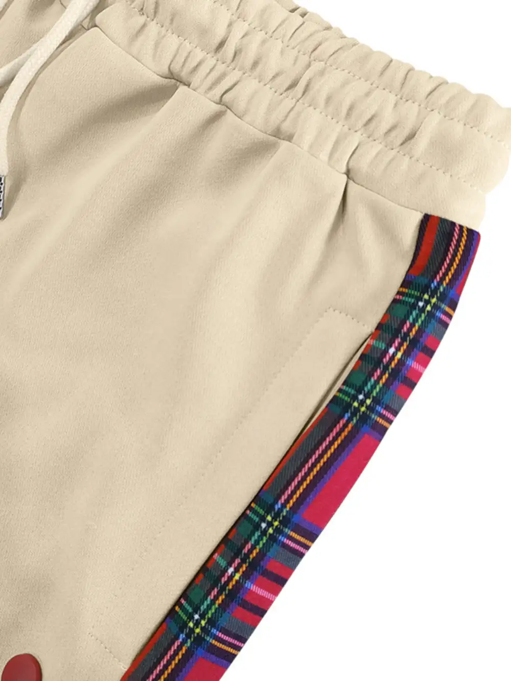 Men's Full Size Plaid Trim Snap Button Track