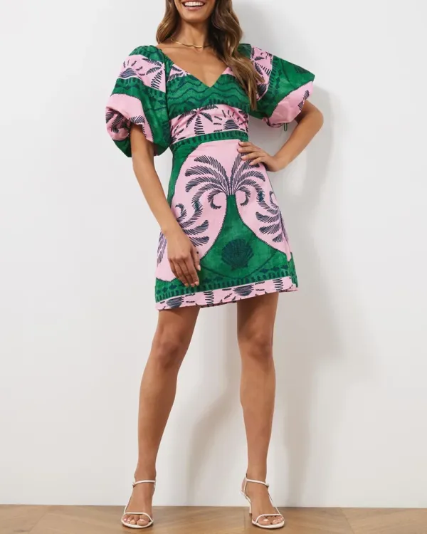 Linen Blend Mini Dress