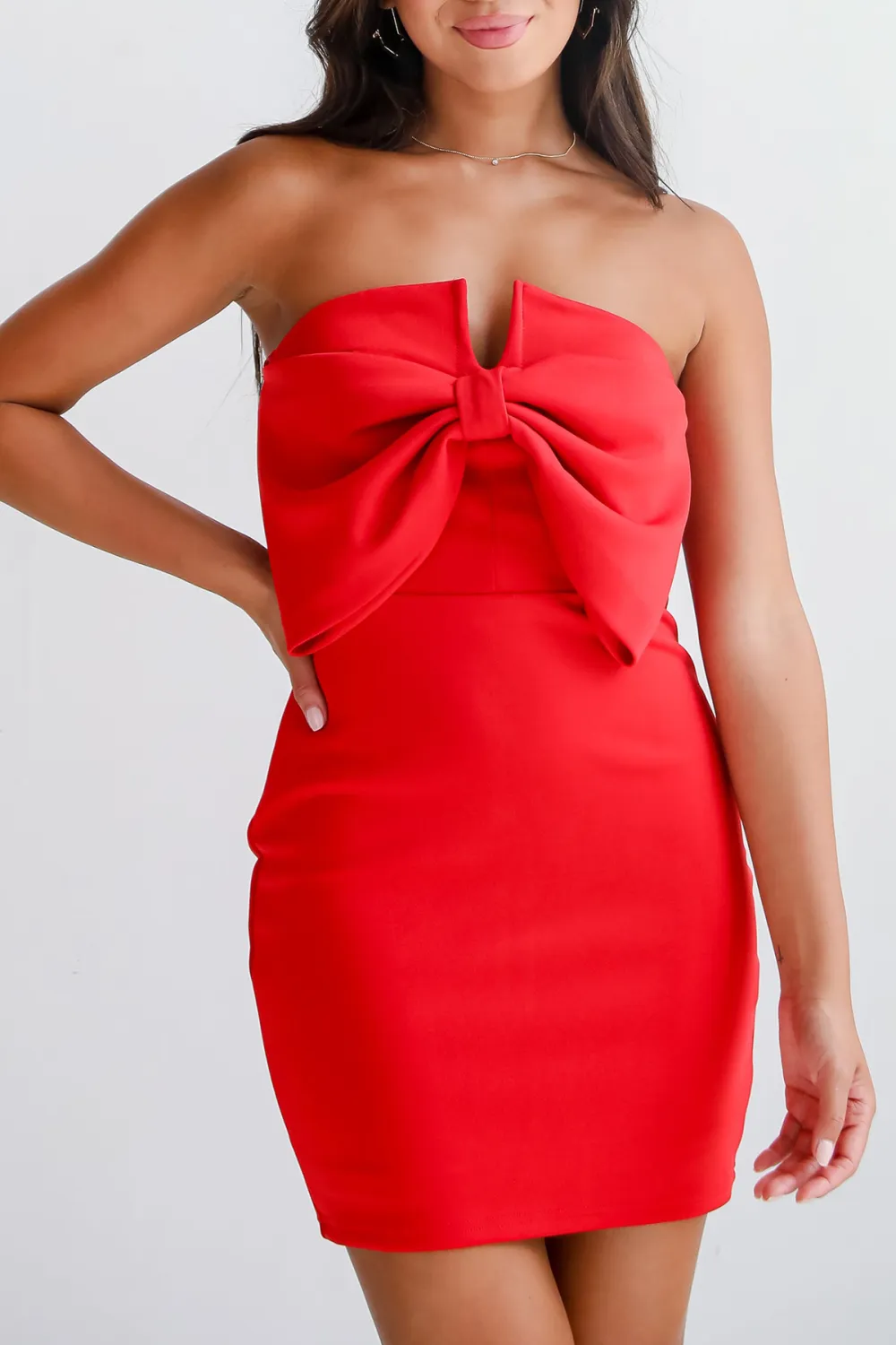 Lights Strapless Bow Mini Dress