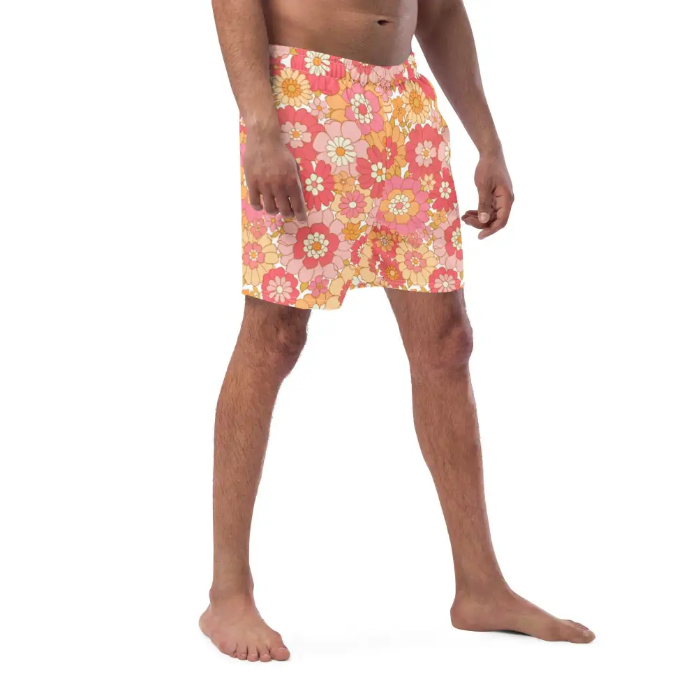 Mesh Lined Floral Print Swim Trunks