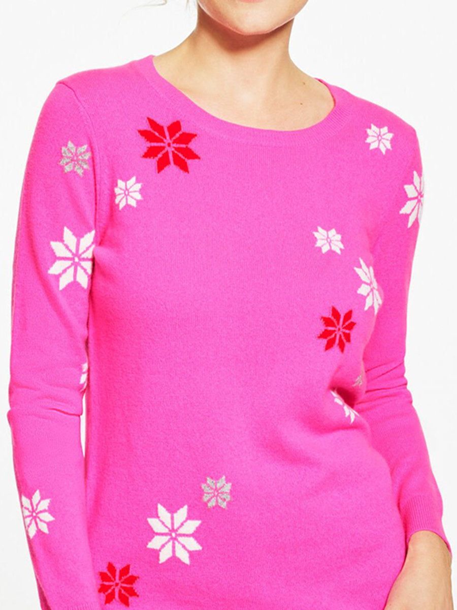 Lady'S Snowflake Pattern Fashionable Cashmere Sweater
