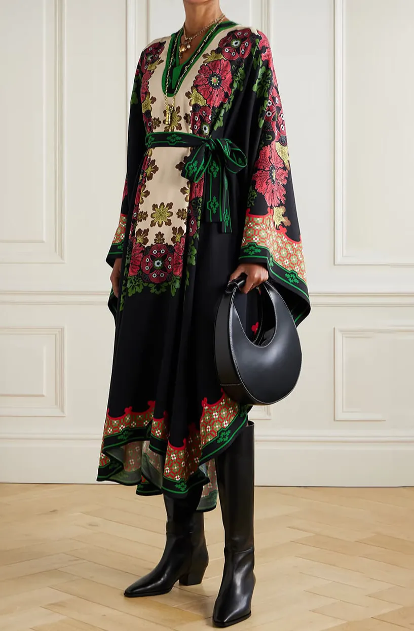 Bohemian Print Asymmetrical Midi Dress