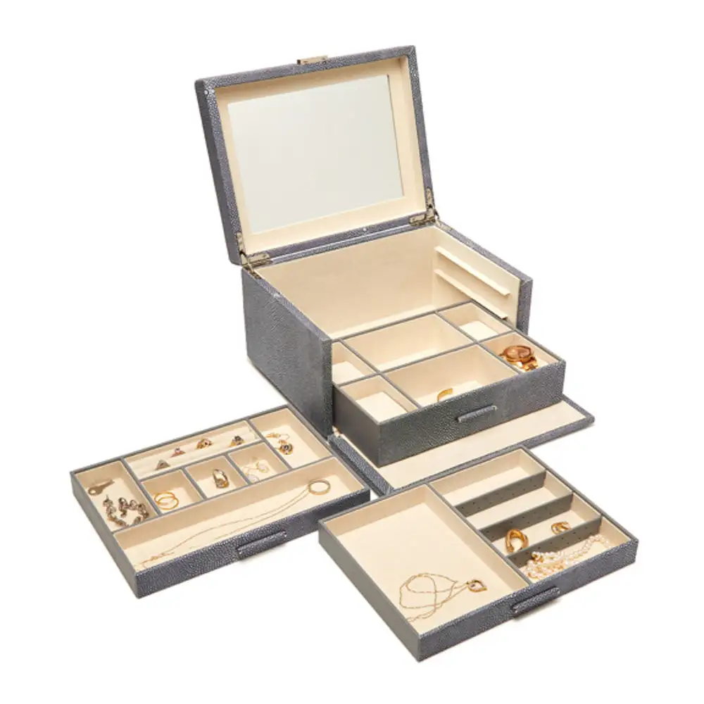 Compartmented Three Tray Jewelry Box