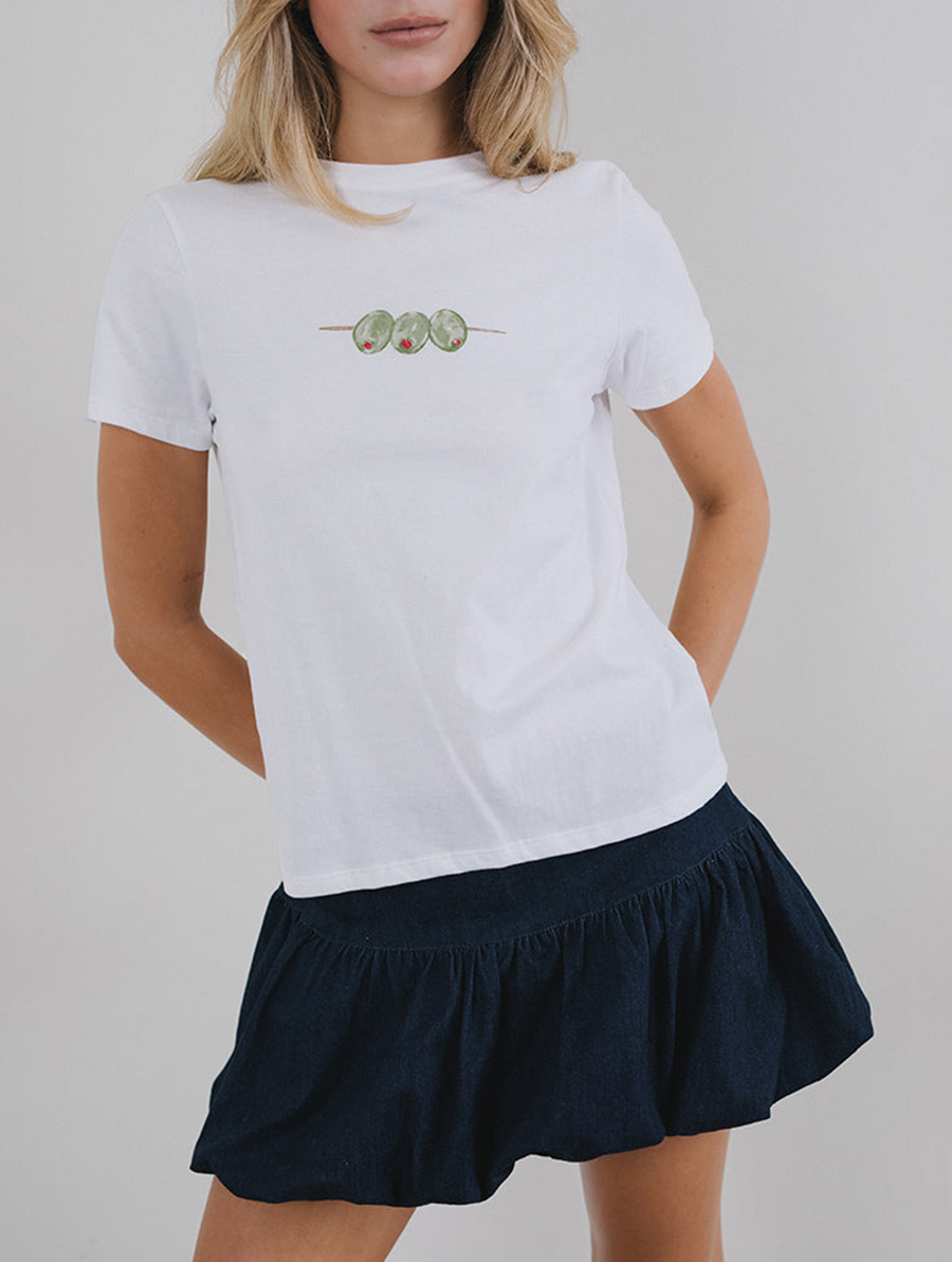 White With Olives Graphic Tee