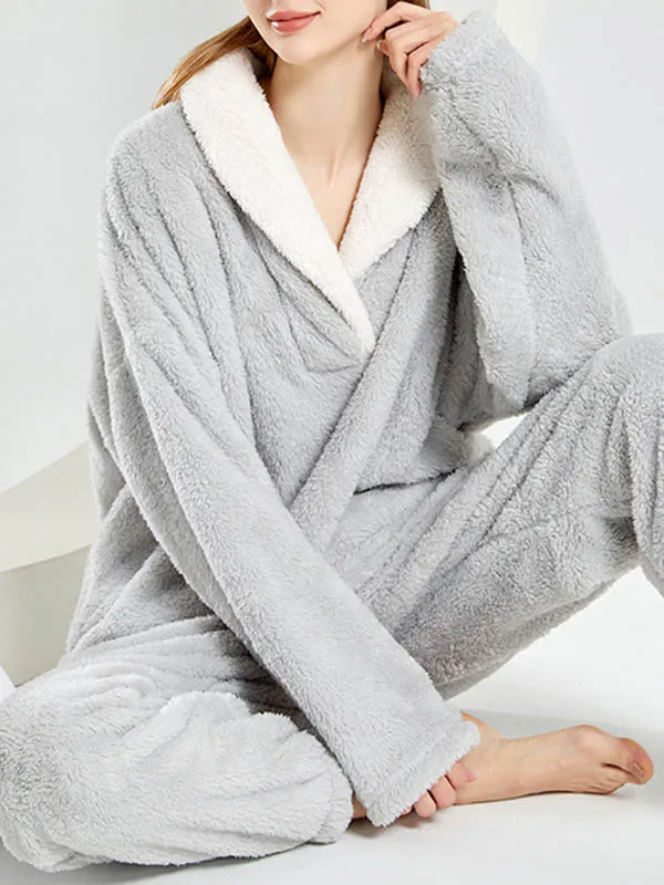 Fleece Panel Detail Pajama Pants Set
