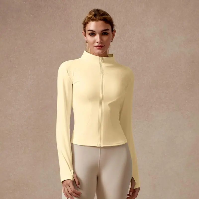 Women's Long Sleeve Full Zip Sports Jacket Slim Fit Quick Dry Breathable Stretch Fabric with Thumb Holes for Gym Running and Yoga Color 13 - Activewear casual fashion clothing